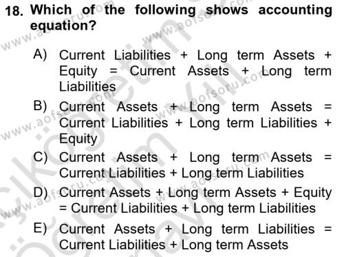 Business Finance 1 Dersi 2020 - 2021 Yılı Yaz Okulu Sınavı 18. Soru