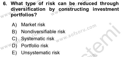 Business Finance 1 Dersi 2020 - 2021 Yılı Yaz Okulu Sınavı 6. Soru