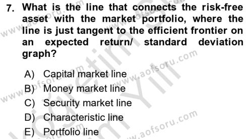 Business Finance 1 Dersi 2020 - 2021 Yılı Yaz Okulu Sınavı 7. Soru