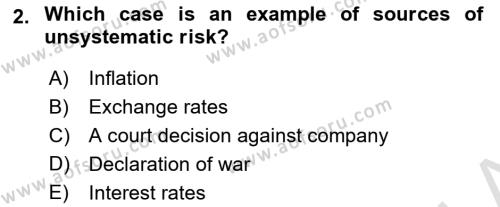 Business Finance 1 Dersi 2021 - 2022 Yılı (Final) Dönem Sonu Sınavı 2. Soru