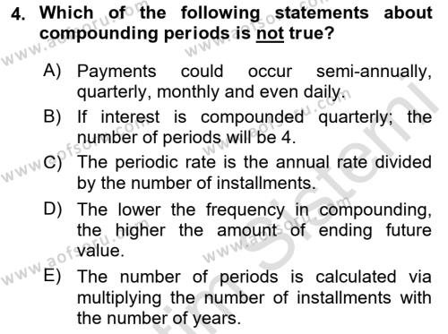 Business Finance 1 Dersi 2021 - 2022 Yılı Yaz Okulu Sınavı 4. Soru