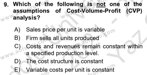 Business Finance 1 Dersi 2021 - 2022 Yılı Yaz Okulu Sınavı 9. Soru