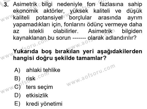 Finansal Yönetim 1 Dersi 2024 - 2025 Yılı (Vize) Ara Sınavı 3. Soru