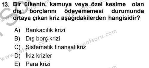 Finansal Yönetim 2 Dersi 2018 - 2019 Yılı (Final) Dönem Sonu Sınavı 13. Soru