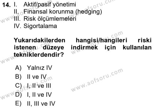 Finansal Yönetim 2 Dersi 2021 - 2022 Yılı (Final) Dönem Sonu Sınavı 14. Soru