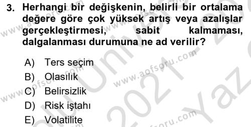 Finansal Yönetim 2 Dersi 2021 - 2022 Yılı Yaz Okulu Sınavı 3. Soru