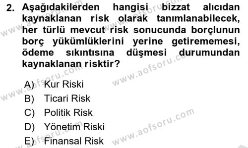 Finansal Yönetim 2 Dersi 2023 - 2024 Yılı (Vize) Ara Sınavı 2. Soru