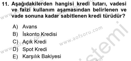 Finansal Yönetim Dersi 2021 - 2022 Yılı (Final) Dönem Sonu Sınavı 11. Soru