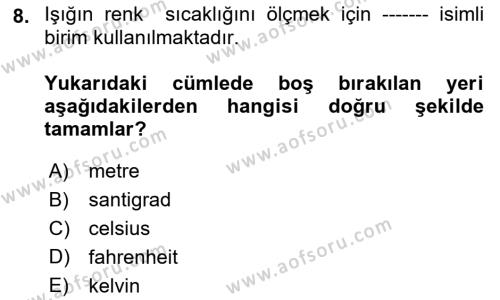 Temel Fotoğrafçılık Dersi 2022 - 2023 Yılı (Vize) Ara Sınavı 8. Soru