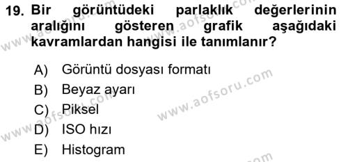 Temel Fotoğrafçılık Dersi 2023 - 2024 Yılı (Final) Dönem Sonu Sınavı 19. Soru