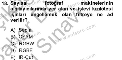 Sayısal Fotoğrafa Giriş Dersi 2013 - 2014 Yılı (Final) Dönem Sonu Sınavı 18. Soru