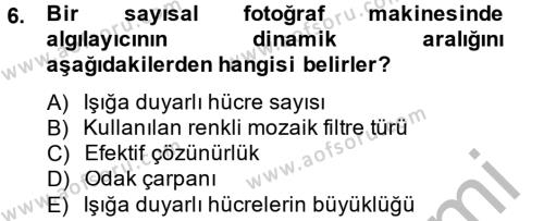 Sayısal Fotoğrafa Giriş Dersi 2014 - 2015 Yılı (Final) Dönem Sonu Sınavı 6. Soru