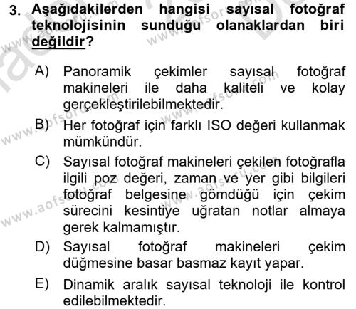 Sayısal Fotoğrafa Giriş Dersi 2015 - 2016 Yılı (Final) Dönem Sonu Sınavı 3. Soru