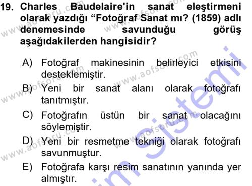 Fotoğraf Kültürü Dersi 2015 - 2016 Yılı (Vize) Ara Sınavı 19. Soru