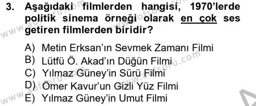 Film ve Video Kültürü Dersi 2012 - 2013 Yılı (Final) Dönem Sonu Sınavı 3. Soru