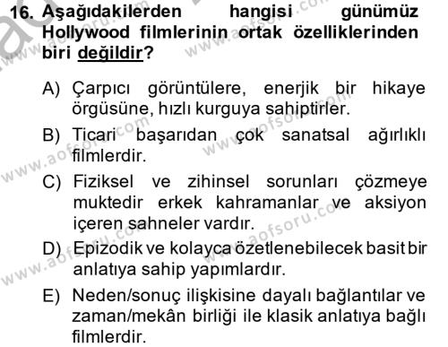 Film ve Video Kültürü Dersi 2013 - 2014 Yılı (Vize) Ara Sınavı 16. Soru