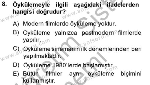 Film ve Video Kültürü Dersi 2013 - 2014 Yılı (Vize) Ara Sınavı 8. Soru