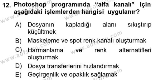 Sayısal Fotoğraf İşleme Teknikleri Dersi 2021 - 2022 Yılı (Vize) Ara Sınavı 12. Soru