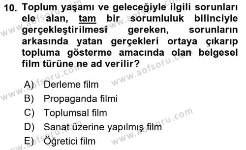 Videonun Kullanım Alanları Dersi 2021 - 2022 Yılı (Vize) Ara Sınavı 10. Soru