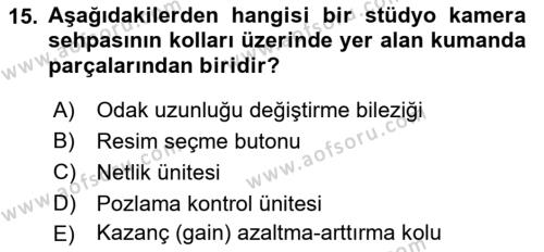 Videonun Kullanım Alanları Dersi 2021 - 2022 Yılı (Vize) Ara Sınavı 15. Soru