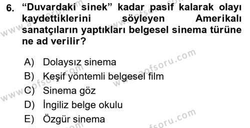 Videonun Kullanım Alanları Dersi 2021 - 2022 Yılı (Vize) Ara Sınavı 6. Soru