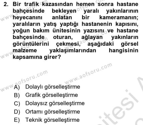 Videonun Kullanım Alanları Dersi 2023 - 2024 Yılı (Vize) Ara Sınavı 2. Soru