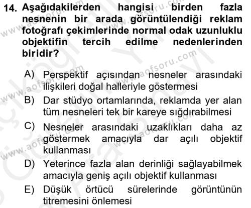 Optik Bakış Dersi 2017 - 2018 Yılı (Vize) Ara Sınavı 14. Soru