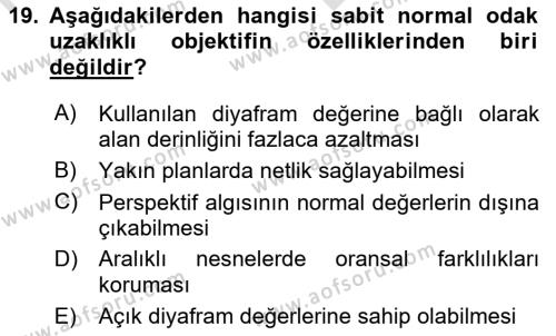 Optik Bakış Dersi 2021 - 2022 Yılı (Vize) Ara Sınavı 19. Soru