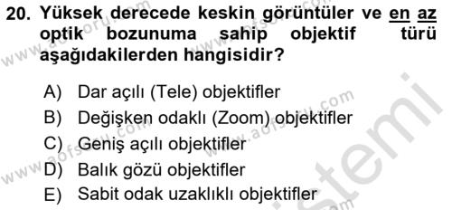 Optik Bakış Dersi 2021 - 2022 Yılı (Vize) Ara Sınavı 20. Soru