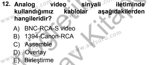 Kamera Tekniğine Giriş Dersi 2012 - 2013 Yılı (Vize) Ara Sınavı 12. Soru