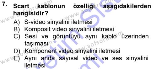 Kamera Tekniğine Giriş Dersi 2012 - 2013 Yılı (Final) Dönem Sonu Sınavı 7. Soru