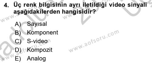 Kamera Tekniğine Giriş Dersi 2016 - 2017 Yılı 3 Ders Sınavı 4. Soru