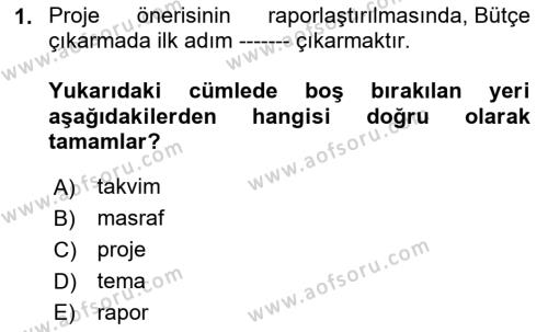 Fotoğraf ve Video Proje Geliştirme Dersi 2023 - 2024 Yılı (Vize) Ara Sınavı 1. Soru