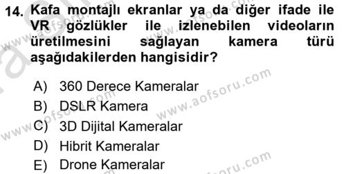  Sayısal Görüntüleme Teknolojileri Dersi 2021 - 2022 Yılı (Vize) Ara Sınavı 14. Soru