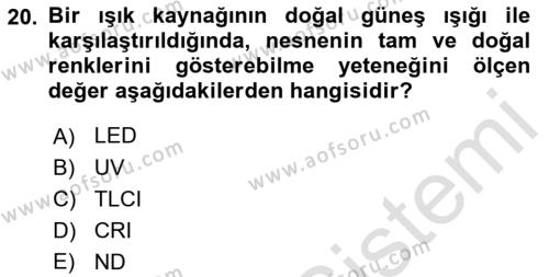  Sayısal Görüntüleme Teknolojileri Dersi 2021 - 2022 Yılı (Vize) Ara Sınavı 20. Soru