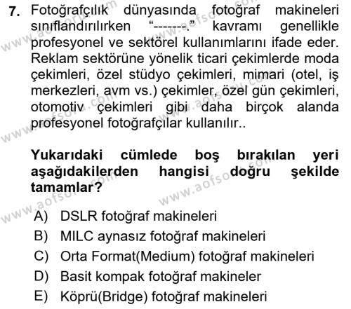  Sayısal Görüntüleme Teknolojileri Dersi 2021 - 2022 Yılı (Vize) Ara Sınavı 7. Soru