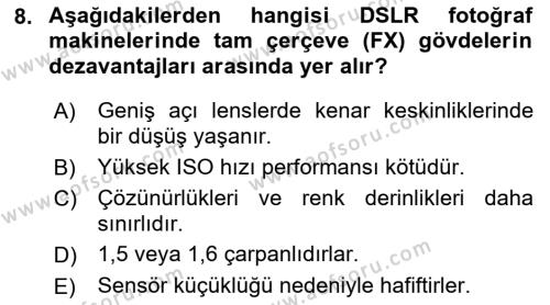  Sayısal Görüntüleme Teknolojileri Dersi 2021 - 2022 Yılı (Vize) Ara Sınavı 8. Soru