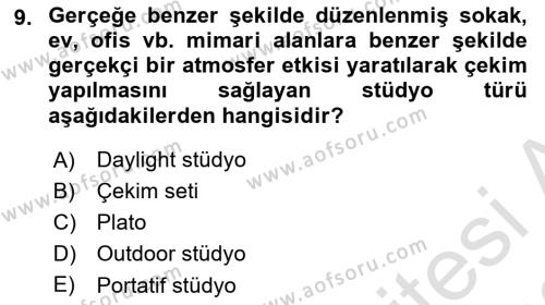  Sayısal Görüntüleme Teknolojileri Dersi 2021 - 2022 Yılı (Final) Dönem Sonu Sınavı 9. Soru