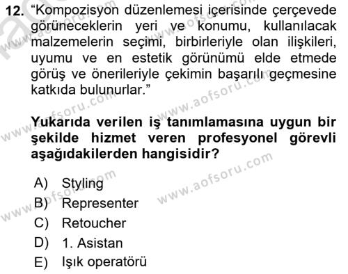  Sayısal Görüntüleme Teknolojileri Dersi 2021 - 2022 Yılı Yaz Okulu Sınavı 12. Soru