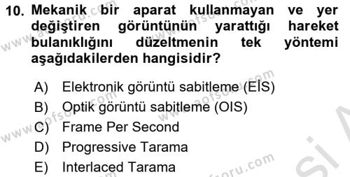  Sayısal Görüntüleme Teknolojileri Dersi 2022 - 2023 Yılı (Vize) Ara Sınavı 10. Soru