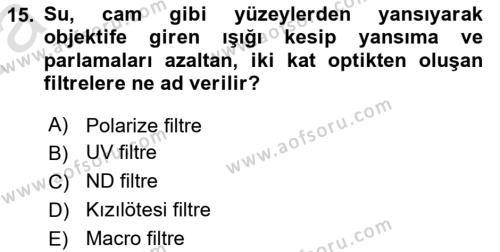  Sayısal Görüntüleme Teknolojileri Dersi 2022 - 2023 Yılı (Vize) Ara Sınavı 15. Soru