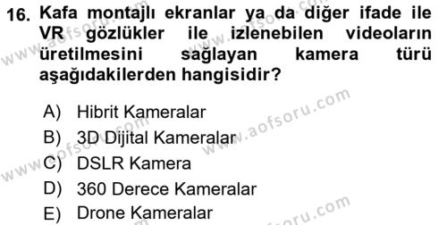  Sayısal Görüntüleme Teknolojileri Dersi 2022 - 2023 Yılı (Vize) Ara Sınavı 16. Soru