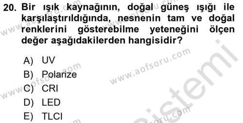  Sayısal Görüntüleme Teknolojileri Dersi 2022 - 2023 Yılı (Vize) Ara Sınavı 20. Soru