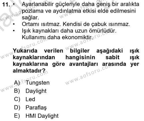  Sayısal Görüntüleme Teknolojileri Dersi 2022 - 2023 Yılı (Final) Dönem Sonu Sınavı 11. Soru