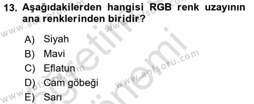  Sayısal Görüntüleme Teknolojileri Dersi 2022 - 2023 Yılı (Final) Dönem Sonu Sınavı 13. Soru