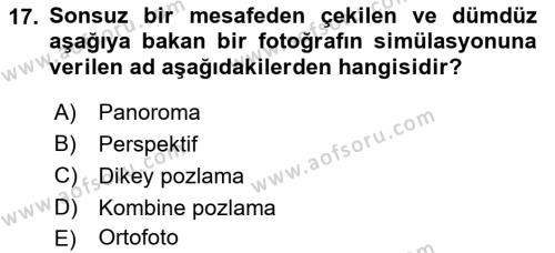  Sayısal Görüntüleme Teknolojileri Dersi 2022 - 2023 Yılı (Final) Dönem Sonu Sınavı 17. Soru