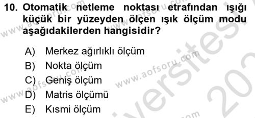  Sayısal Görüntüleme Teknolojileri Dersi 2022 - 2023 Yılı Yaz Okulu Sınavı 10. Soru