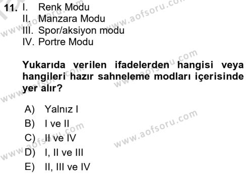  Sayısal Görüntüleme Teknolojileri Dersi 2022 - 2023 Yılı Yaz Okulu Sınavı 11. Soru