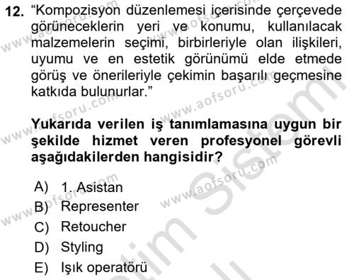  Sayısal Görüntüleme Teknolojileri Dersi 2022 - 2023 Yılı Yaz Okulu Sınavı 12. Soru