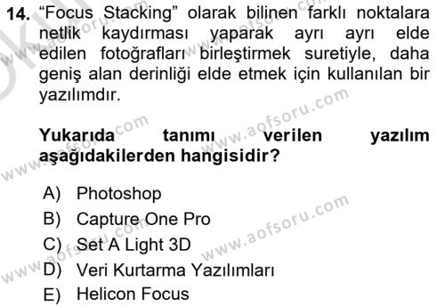  Sayısal Görüntüleme Teknolojileri Dersi 2022 - 2023 Yılı Yaz Okulu Sınavı 14. Soru